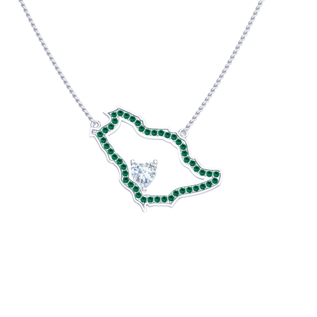 Saudi Map Heart Necklace - Saudi National Day - HIBA JABER