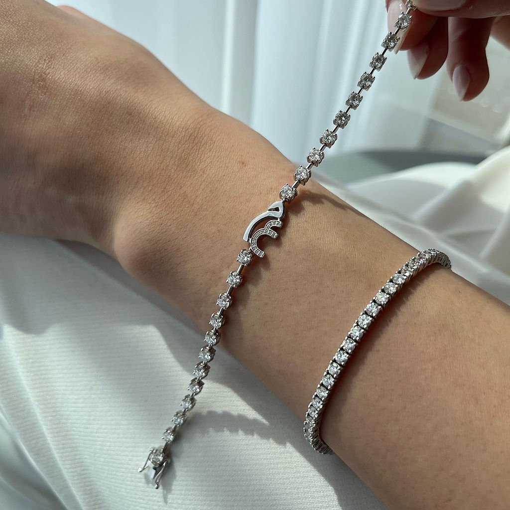 Spaced - Out Diamond Bracelet with Initials - HIBA JABER