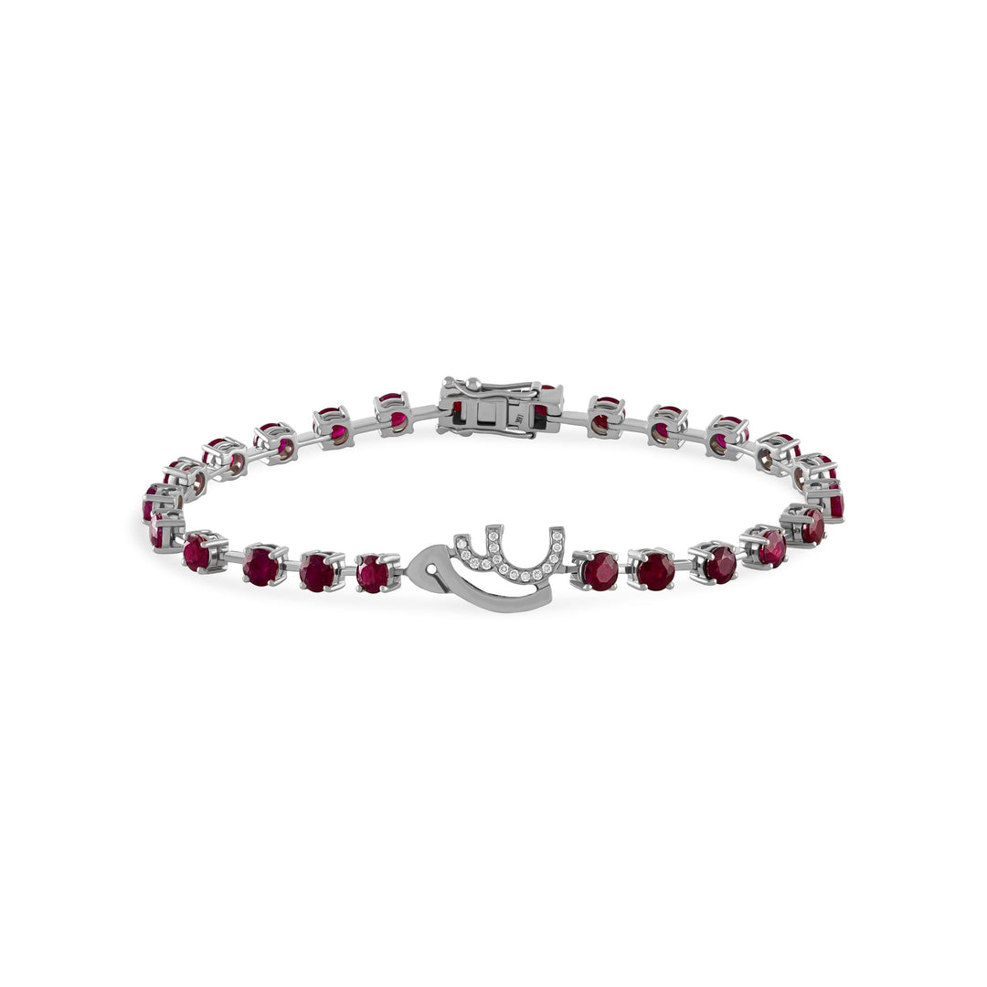 Spaced - Out Ruby Bracelet with Customized Initials - HIBA JABER