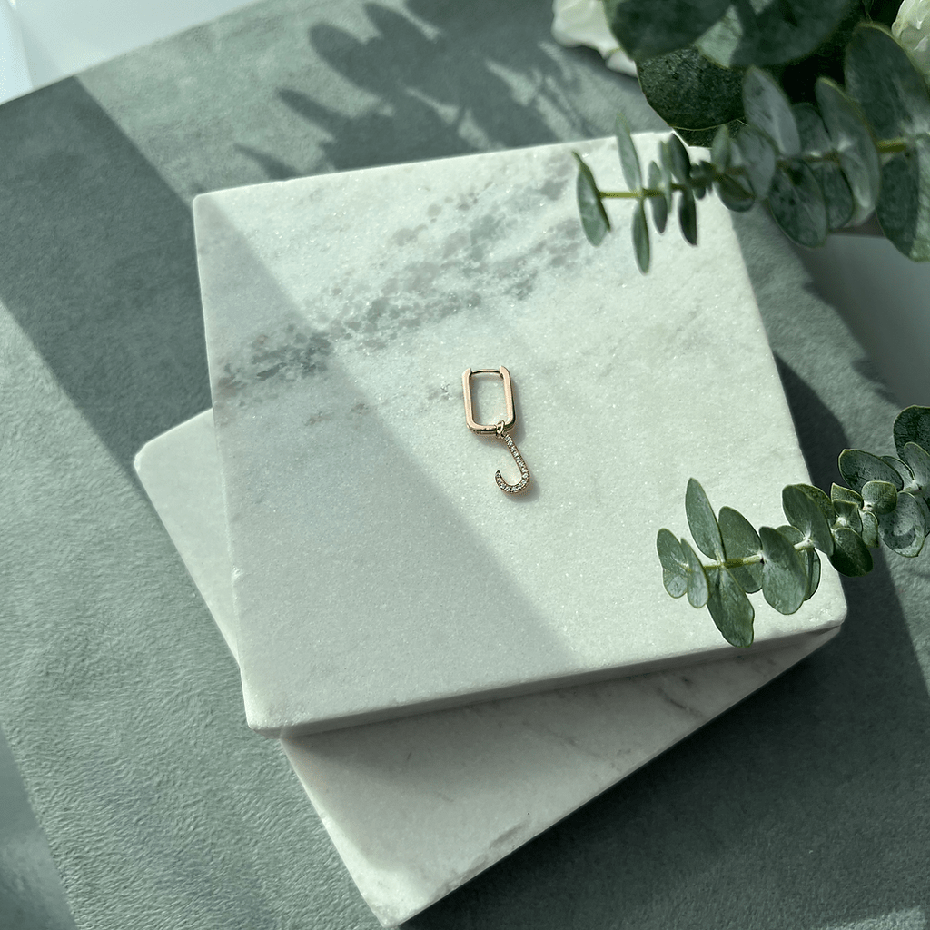 The Removable Initial Square Hoop - HIBA JABER