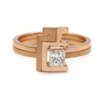 تحميل الصورة في عارض المعرض, Thin Duo Rings with Princess Diamond - Letters Meem & 3ein - HIBA JABER