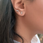 تحميل الصورة في عارض المعرض, Trio Baguette Diamond Earring - Butterfly lock - HIBA JABER