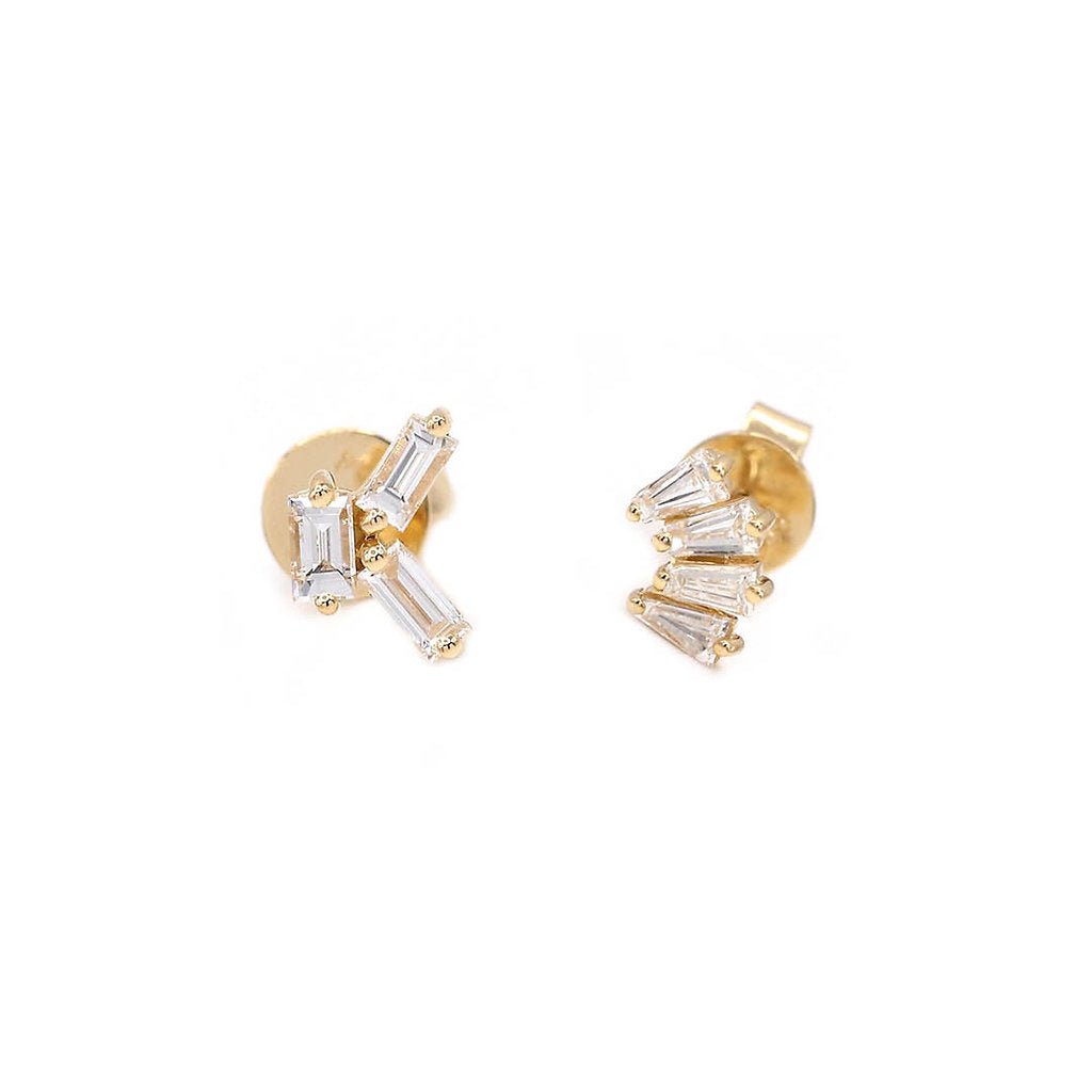 Trio Baguette Diamond Earrings - HIBA JABER
