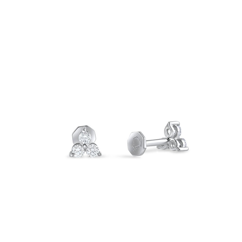 Trio Diamond Flower Earring/ Three prongs - Single Piece - HIBA JABER