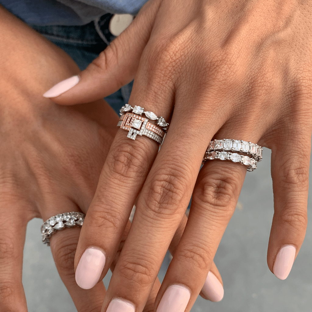 Two Way Eternity Ring | Ovals & Pear Diamonds - HIBA JABER