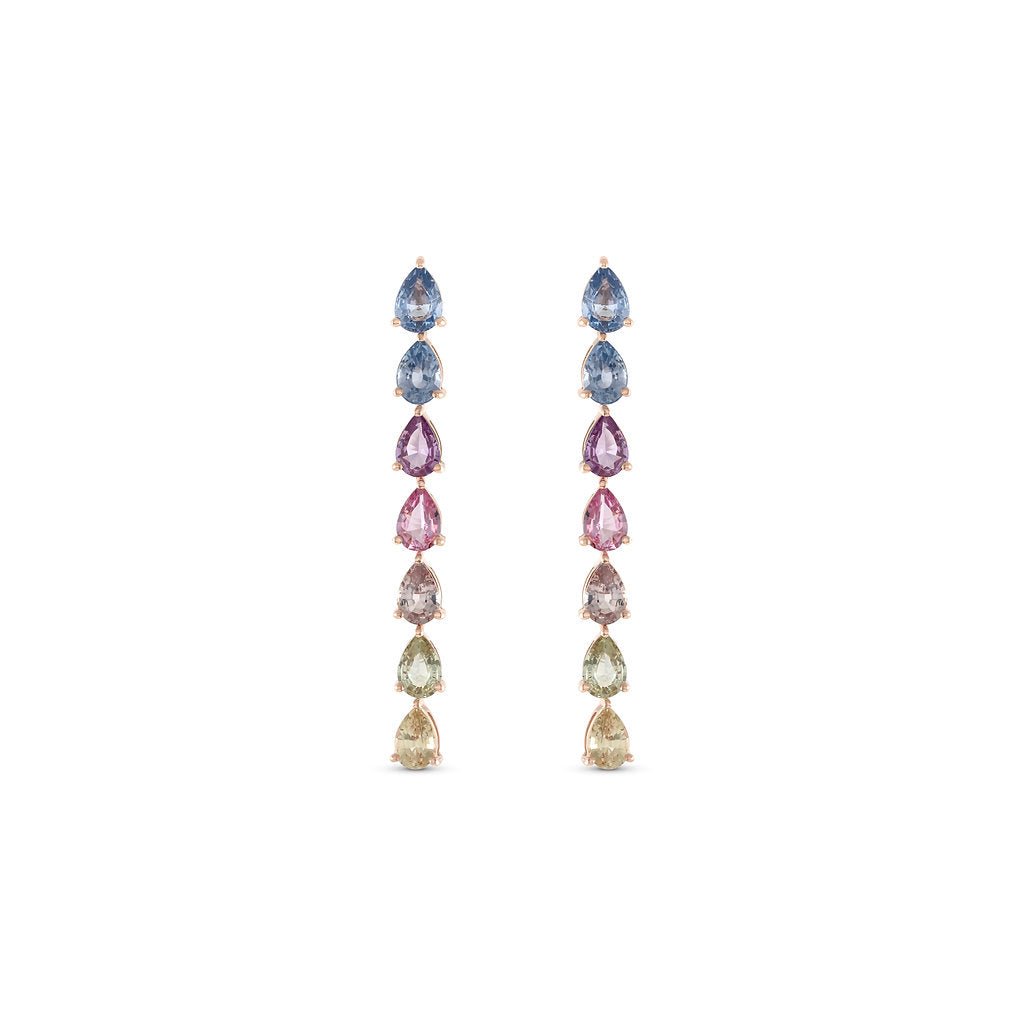 Vertical Sapphire Multicolored Earring Set - HIBA JABER