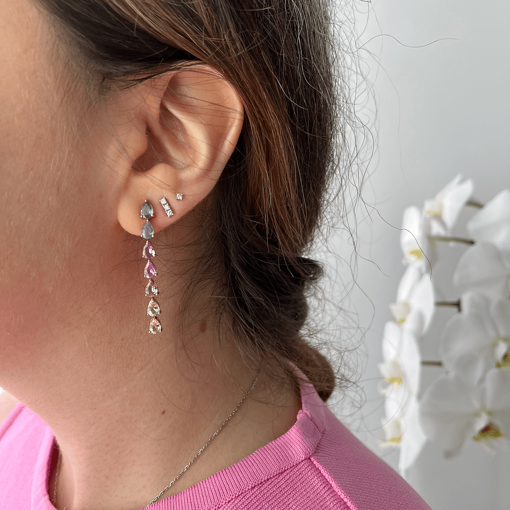 Vertical Sapphire Multicolored Earring Set - HIBA JABER