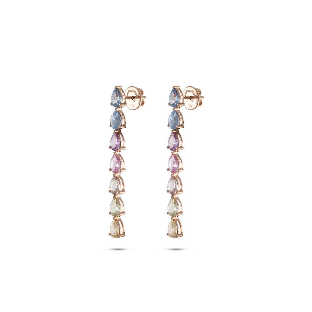 Vertical Sapphire Multicolored Earring Set - HIBA JABER