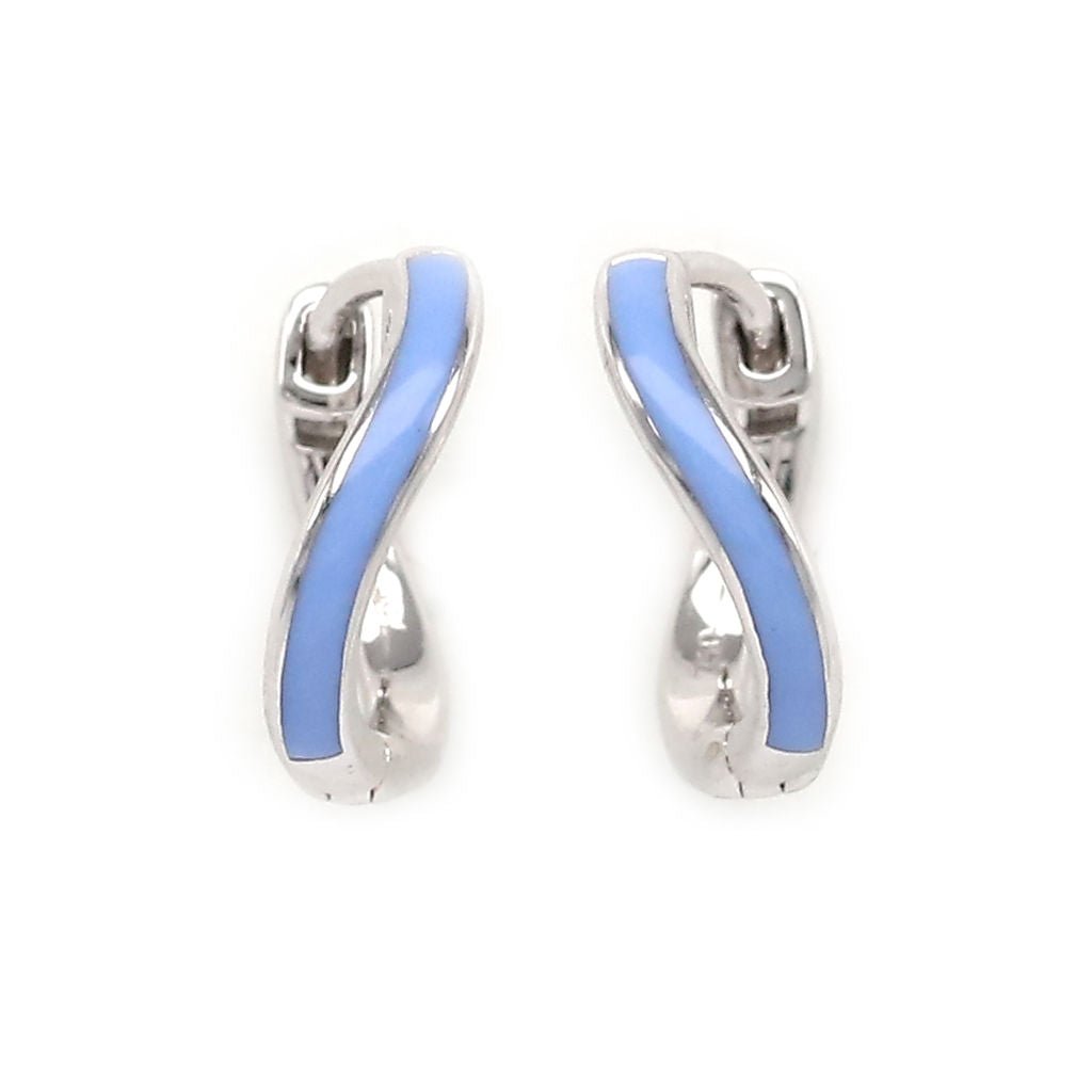 White Enamel Mini Infinity Hoops - HIBA JABER