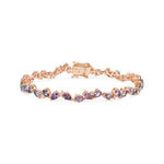 Load image into Gallery viewer, Zigzag Multi Colored Sapphire Pears with Diamond Droplets Bracelet - HIBA JABER