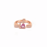 Flat Top Initial Bold Gemstone Open Ring