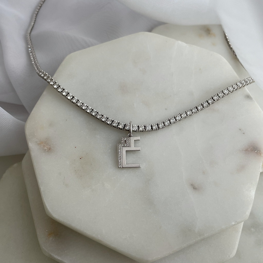 Charm Pendant With Two Letters/ One Set in diamonds