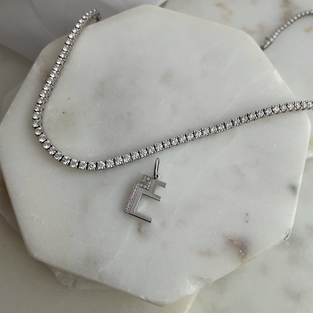 Charm Pendant With Two Letters/ One Set in diamonds