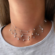 5 - Stone Diamond Droplet Choker | 0.10cts each - HIBA JABER