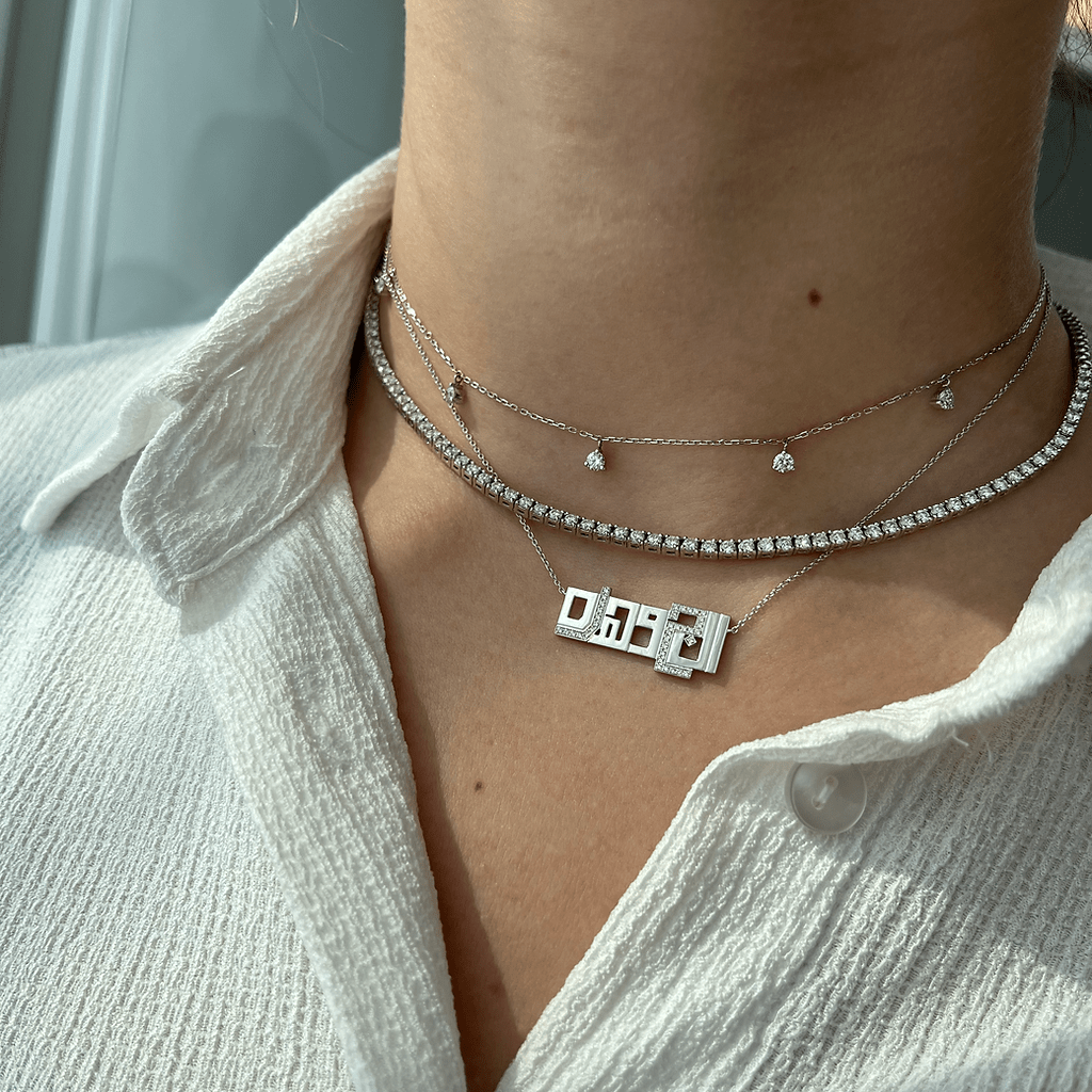 7 Character Name - Aljohara Necklace with Diamonds - HIBA JABER