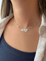 Load image into Gallery viewer, 7 Character Name Necklace - Aljohara with Hanging Diamonds - HIBA JABER