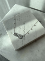 Load image into Gallery viewer, 7 Character Name Necklace - Aljohara with Hanging Diamonds - HIBA JABER