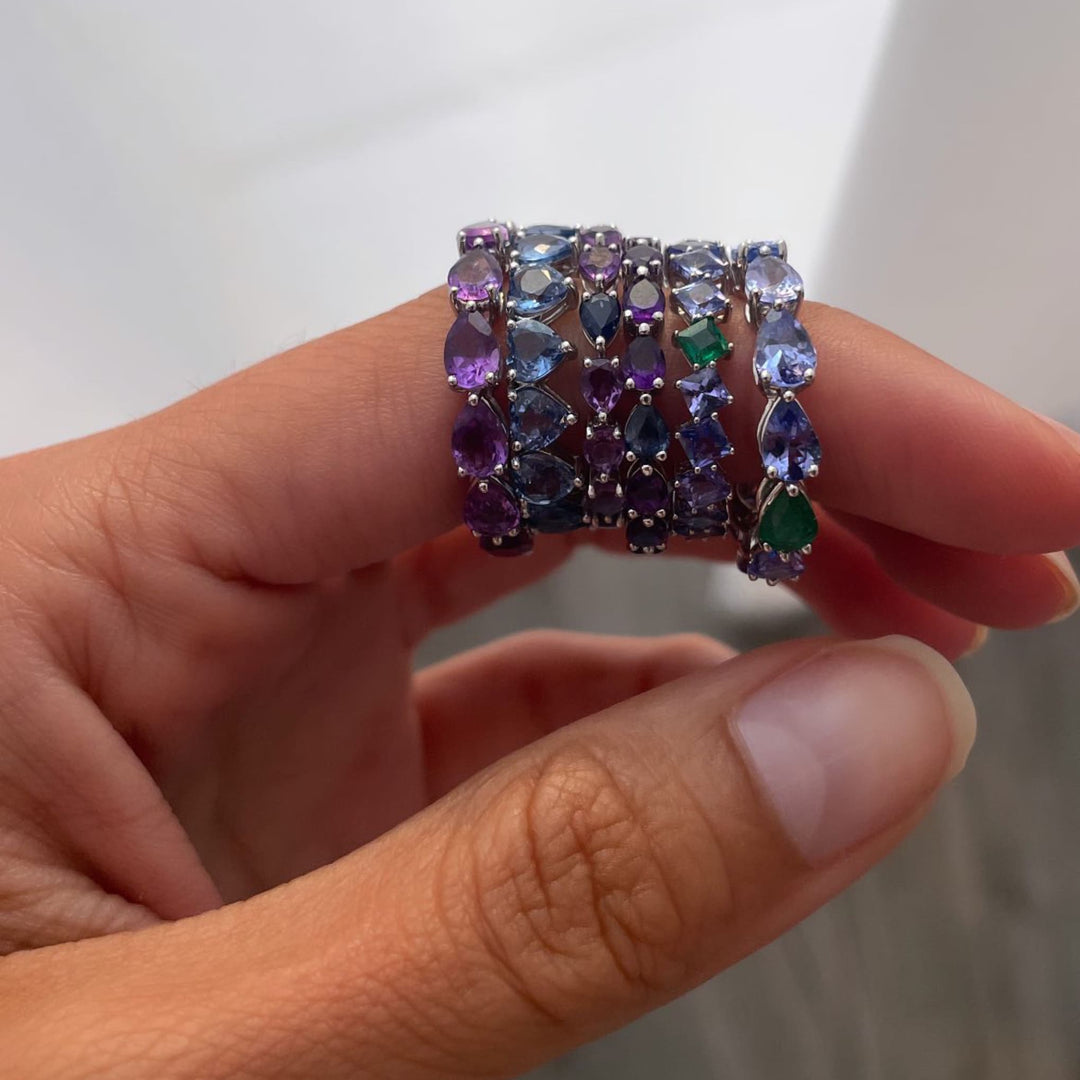Jumbo Odd One Out Rings Blue Tanzanite