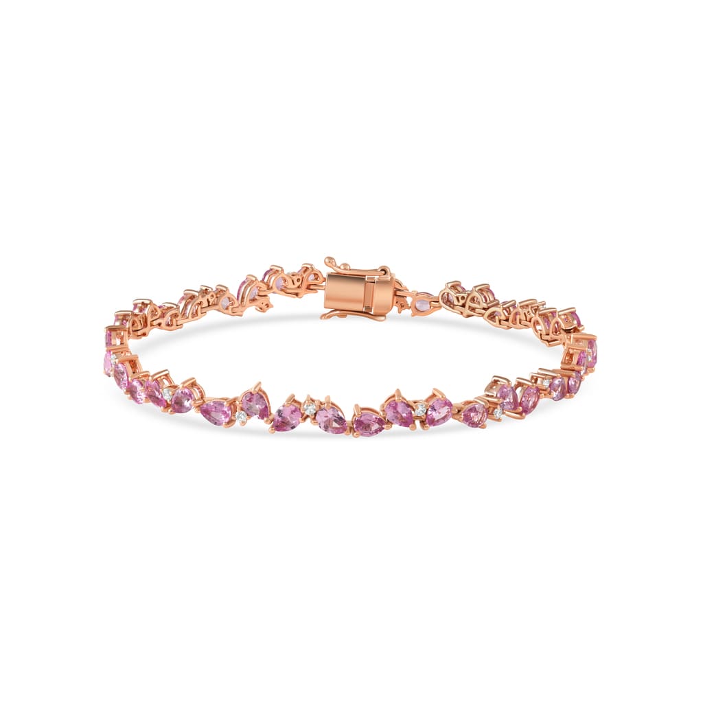 Zigzag Diamond Pears with Droplets Bracelet