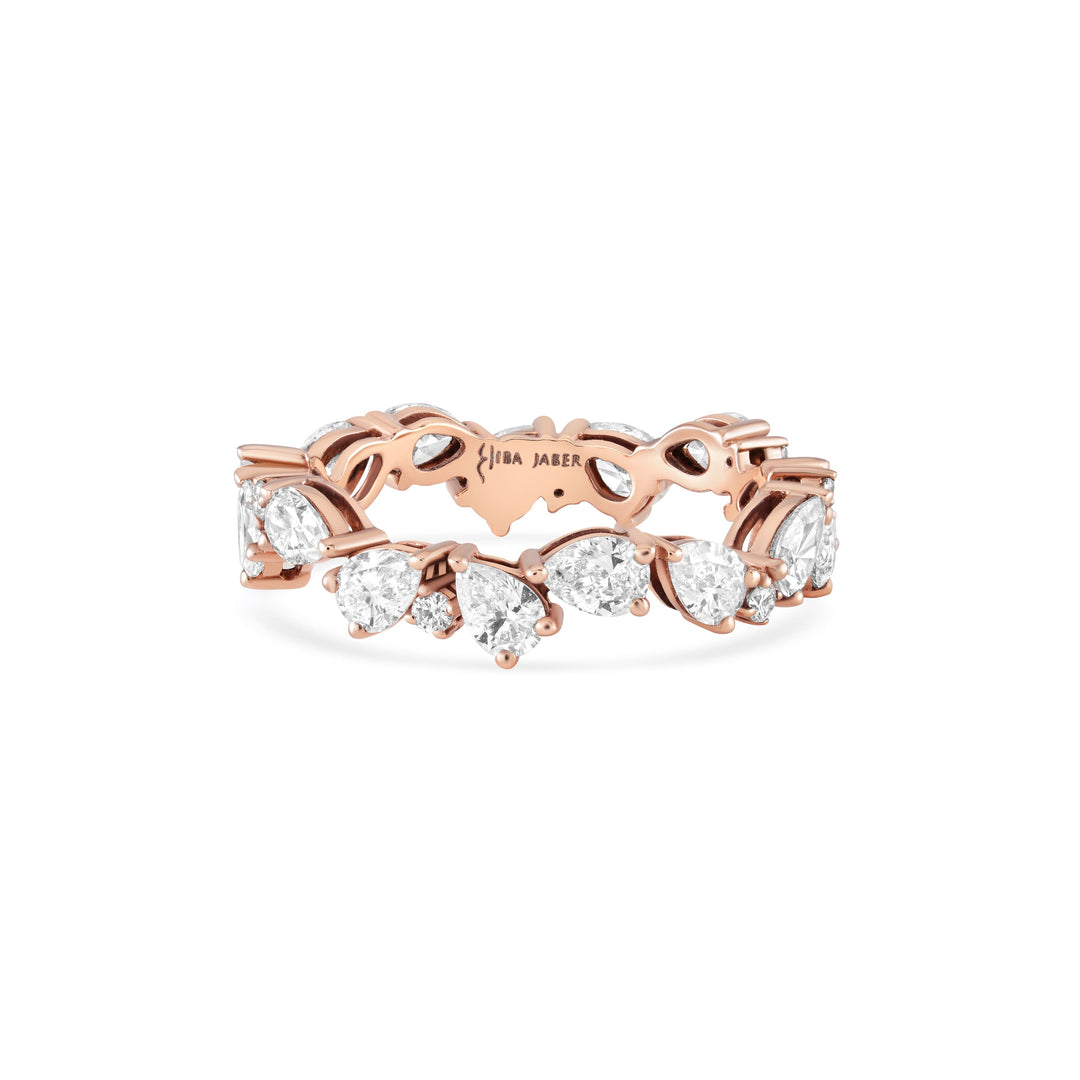 Zigzag Pear Diamond Droplets Ring