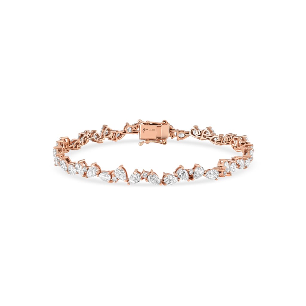 Zigzag Diamond Pears with Droplets Bracelet