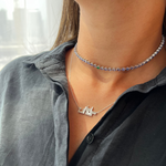 Load image into Gallery viewer, Odd One Out Choker -  Tanzanite &amp; Green Emerald
