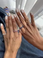 Odd One Out Slanted Princess Ring/ Blue Tanzanite