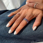 Load image into Gallery viewer, Odd One Out Slanted Princess Ring/ Blue Tanzanite
