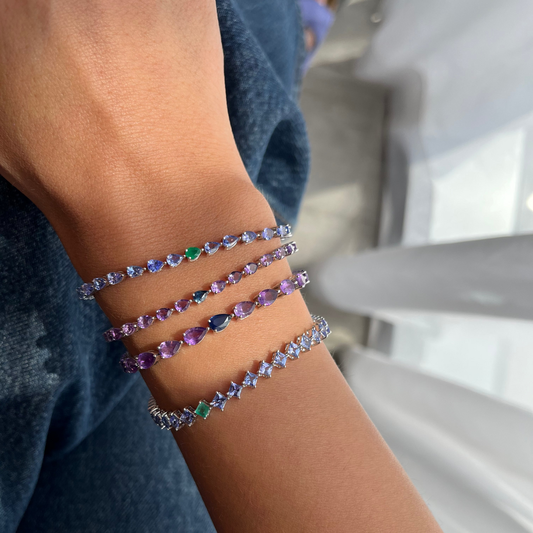 Jumbo Odd One Out  Bracelet - Pear Purple Amethyst