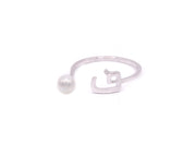 خاتم لؤلؤة متدليّة - ذهب أصفر