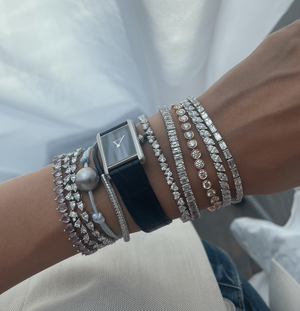 Round Diamond Bezel Setting Tennis Bracelet  HIBA JABER