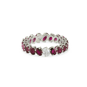 Odd One Out Slanted Oval Ring / Red Rubies