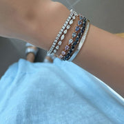 Alternating Oval and Princess Cut Blue Sapphire Bracelet - HIBA JABER
