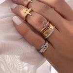 Load image into Gallery viewer, Bold Flat Top Initial Pinky Ring - Ha - HIBA JABER
