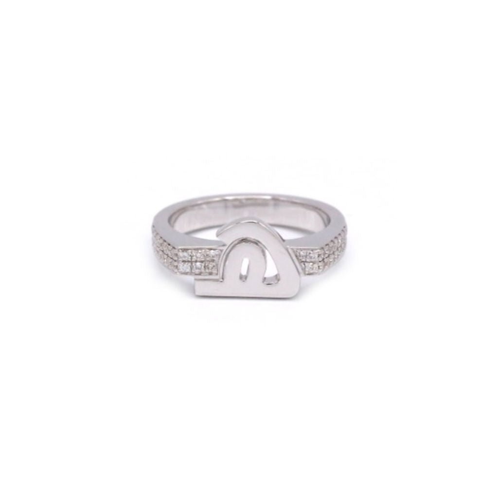Bold Flat Top Initial Pinky Ring - Ha - HIBA JABER