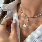 Charm Pendant With Two Letters/ One Set in diamonds - HIBA JABER