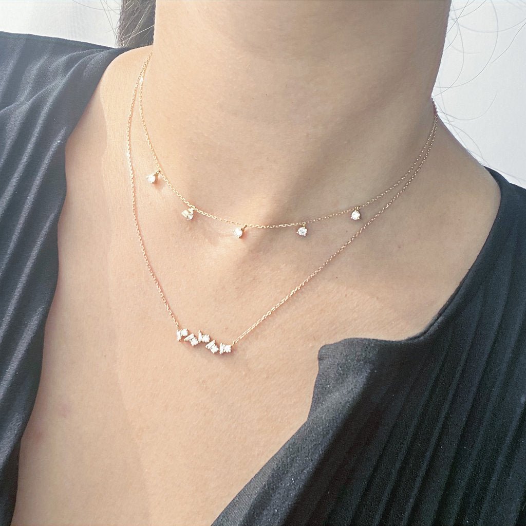 Choker with 5 Hanging Round Diamonds - HIBA JABER