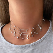 Choker with Hanging Oval Cut Diamonds - HIBA JABER