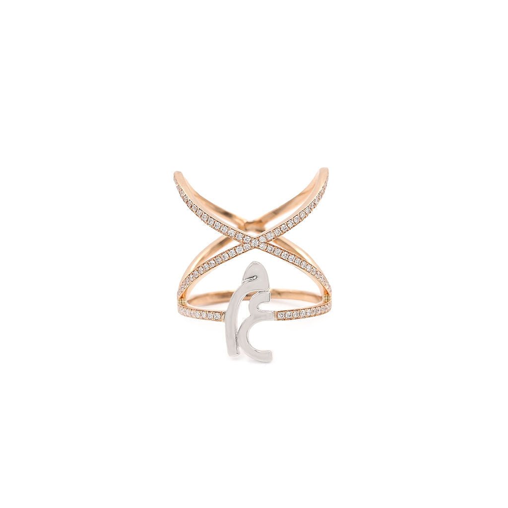 Criss Cross Ring with diamonds on the bands - HIBA JABER