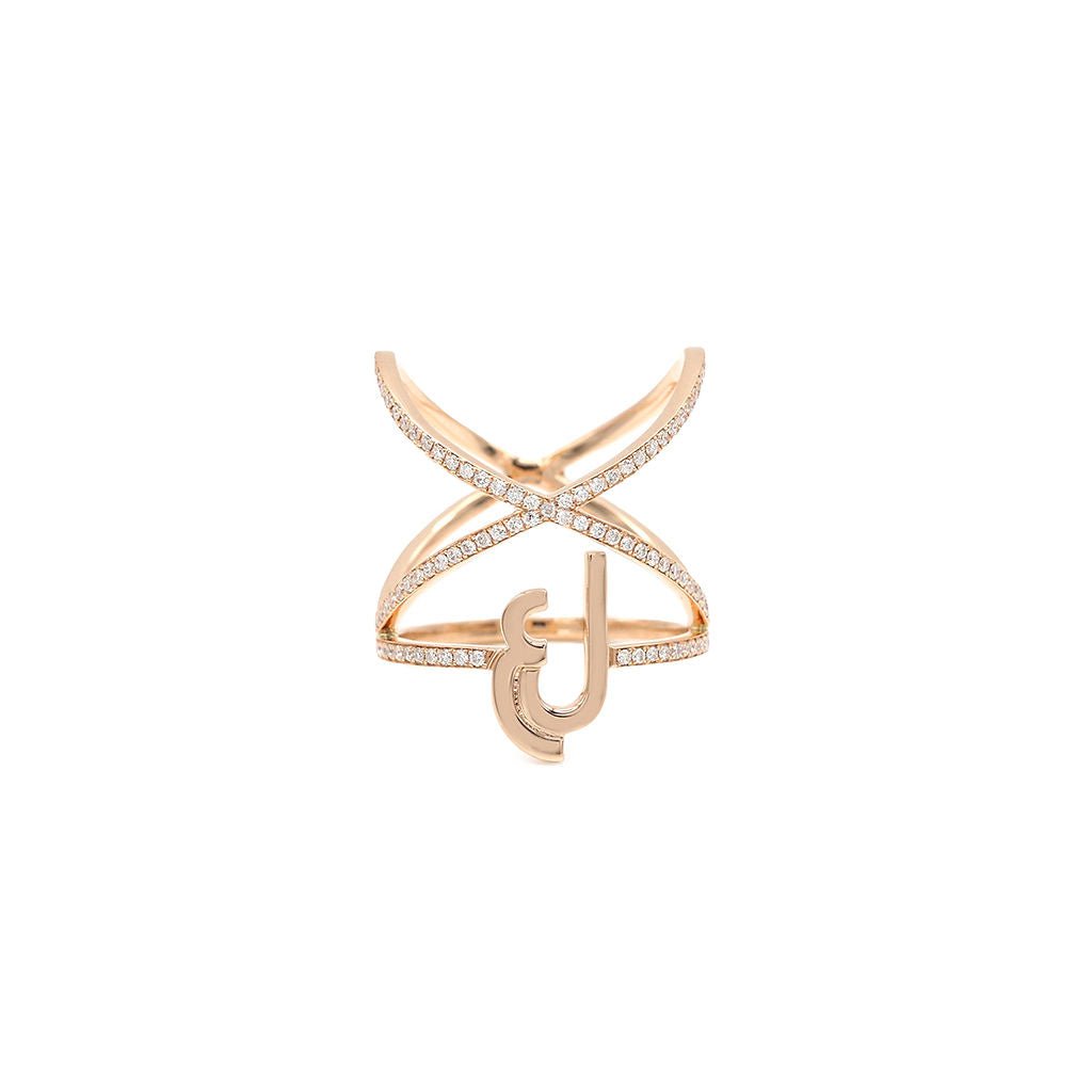 Criss Cross Ring with diamonds on the bands - HIBA JABER