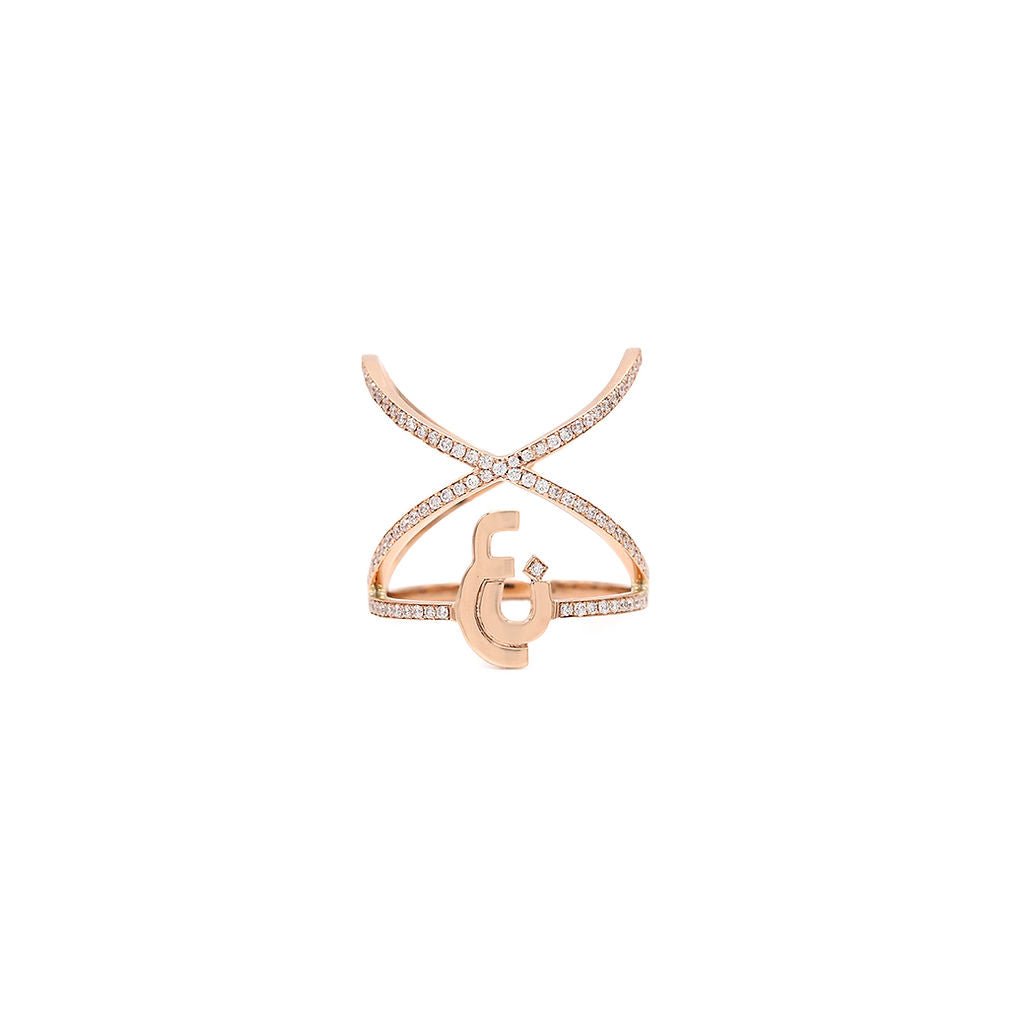 Criss Cross Ring with diamonds on the bands - HIBA JABER