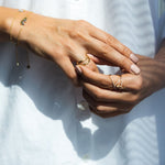 Load image into Gallery viewer, Criss Cross Ring with diamonds on the bands - HIBA JABER

