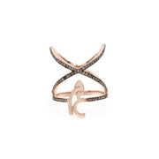 Criss Cross Ring with diamonds on the bands - HIBA JABER