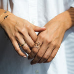 Load image into Gallery viewer, Criss Cross Ring with diamonds on the bands - HIBA JABER
