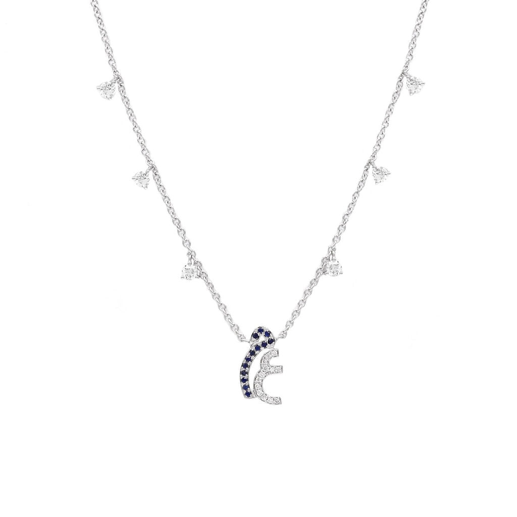 Customized necklace with hanging diamonds/ 2 characters - HIBA JABER