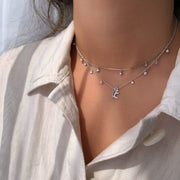 Customized necklace with hanging diamonds/ 2 characters - HIBA JABER
