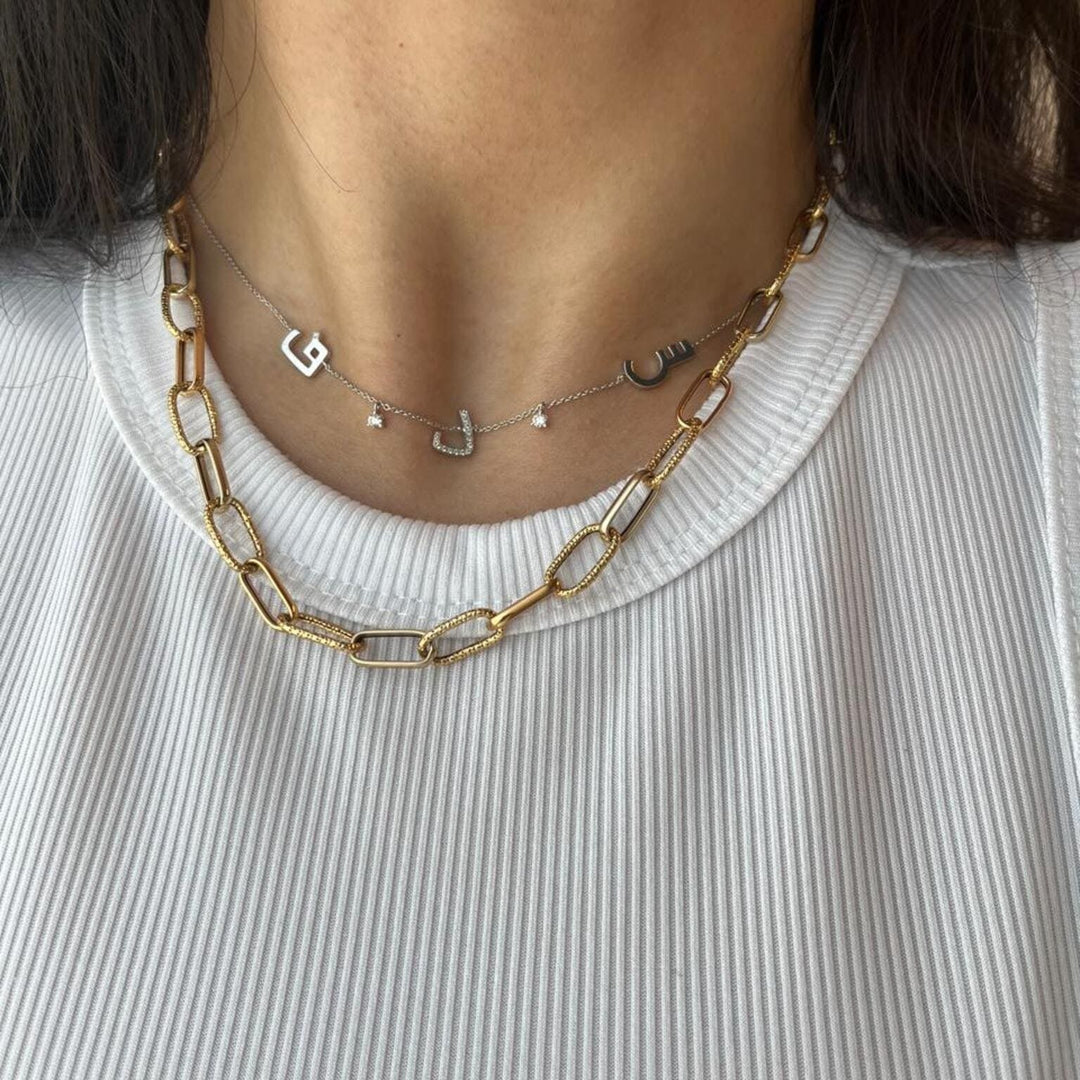 Customized necklace with hanging diamonds - HIBA JABER