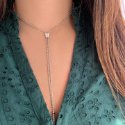 Diamond Cluster T - shape Adjustable Necklace - HIBA JABER
