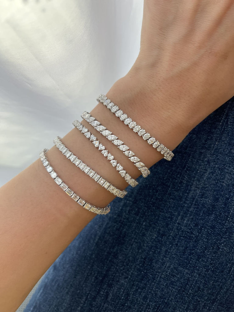 Diamond Heart Tennis Bracelet 0.18ct Each - HIBA JABER