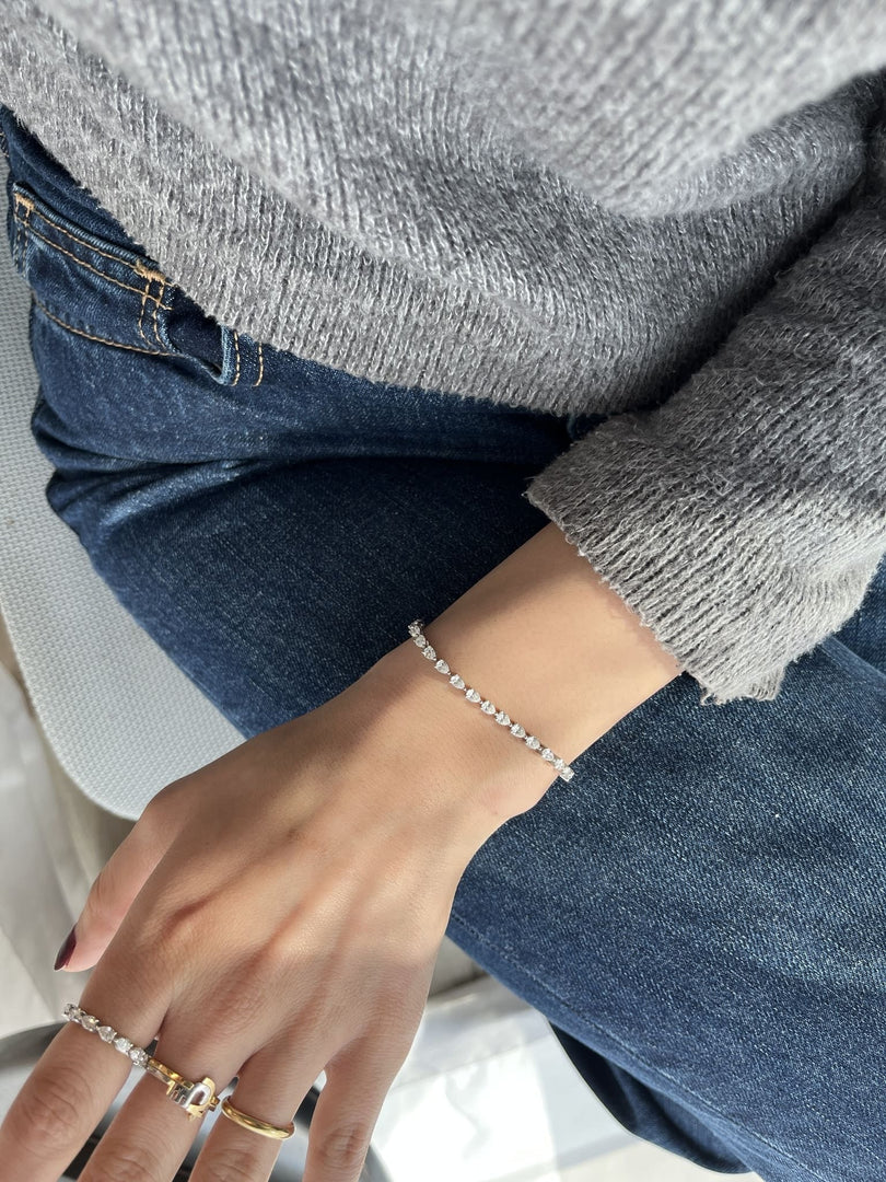 Diamond Pear Tennis Bracelet - HIBA JABER